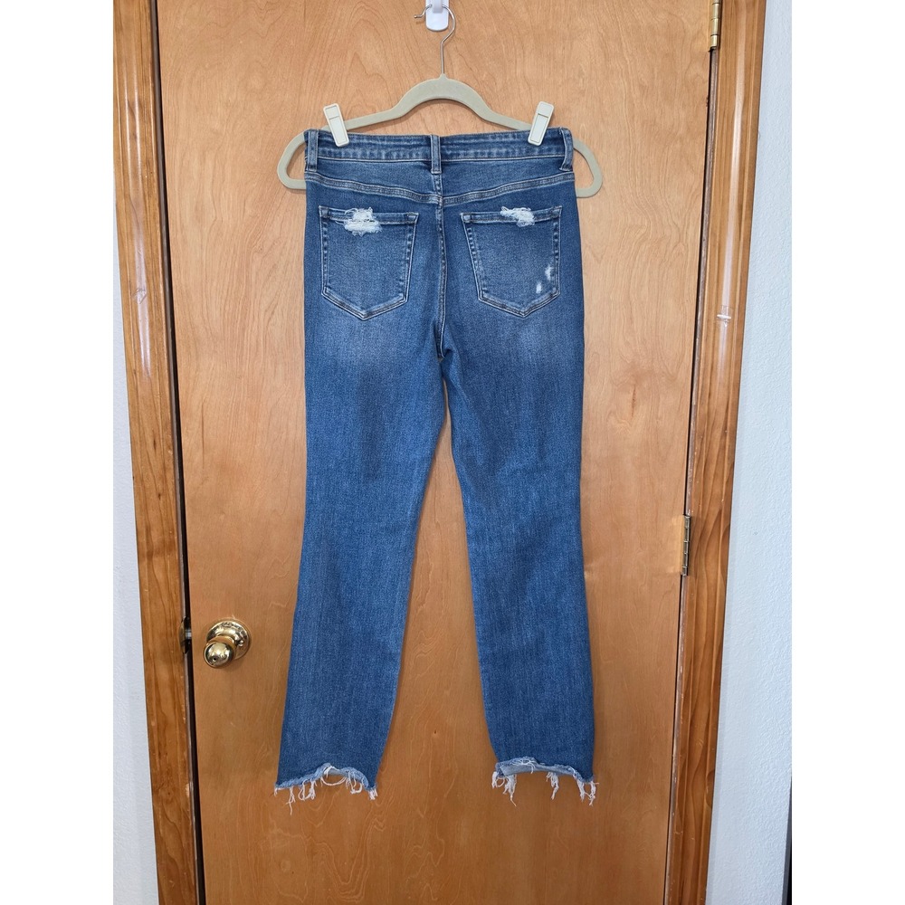 Flying Monkey Distressed Skinny Jeans Medium Wash Edgy Raw Hem F4395 Size 27 - Picture 4 of 6